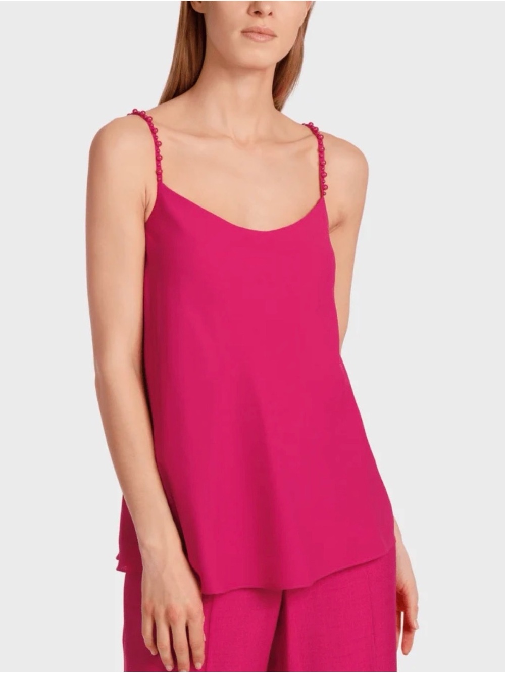 Marc Cain Bright Pink Beaded-Strap Cami Blouse
